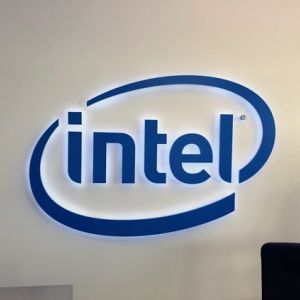 Lighted Intel Sign for Office Reception Area